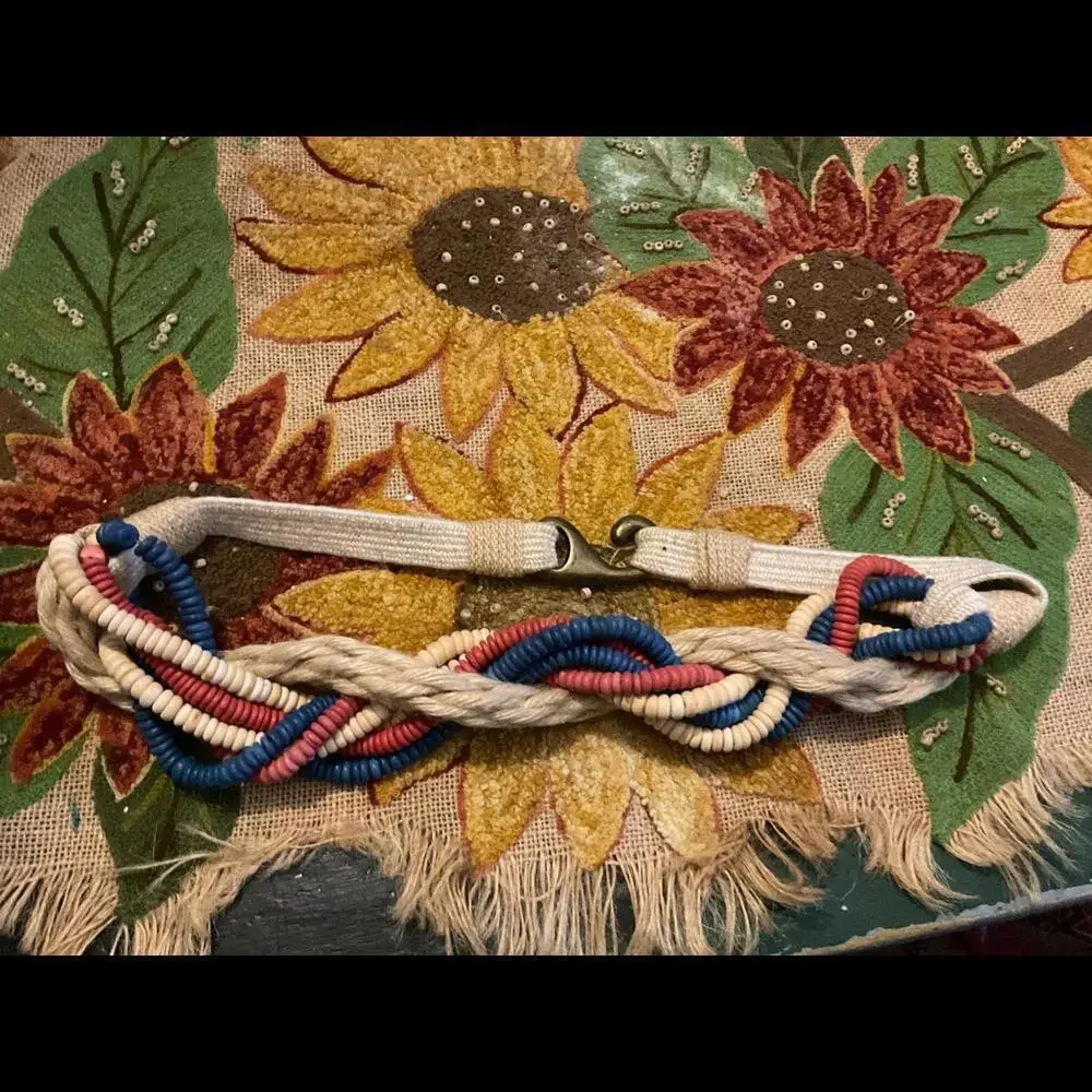 Colorful Braided and Beaded Rope Belt with hook